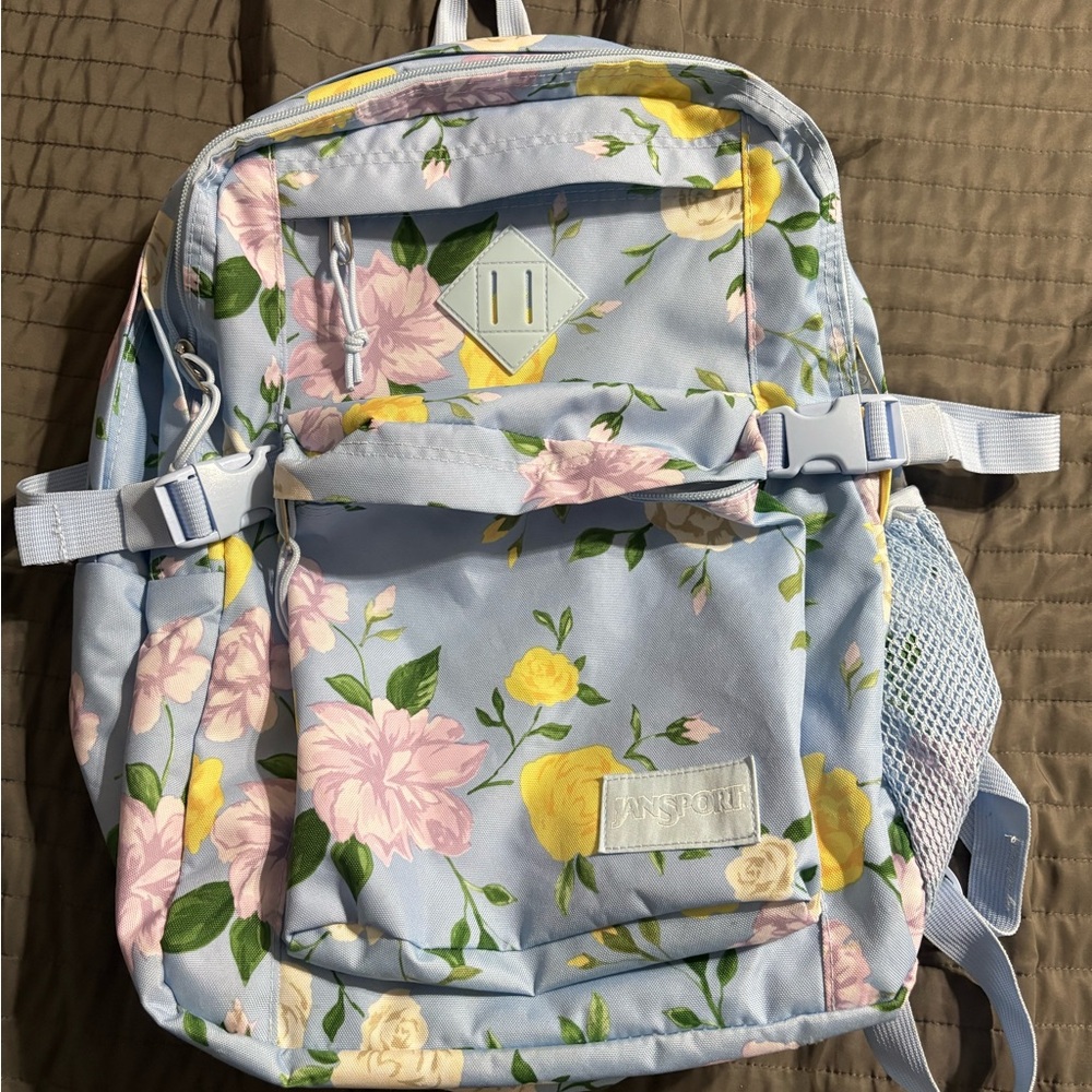 Jansport Floral Backpack - Blue and Yellow